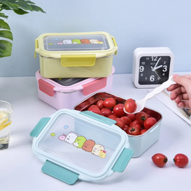 Cute Microwave Lunch Box Leak-Proof Independent Lattice Bento Box Lunch Box Kids Office Bento Box Portable Food Container