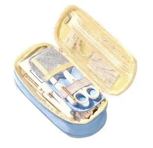 Light blue Чехол для карандашей цветной нейлоновый холщовый стрейч двухслойный Большой Вместительный пенал милый пенал Чехол детские школьные принадлежности - Цвет: Light blue