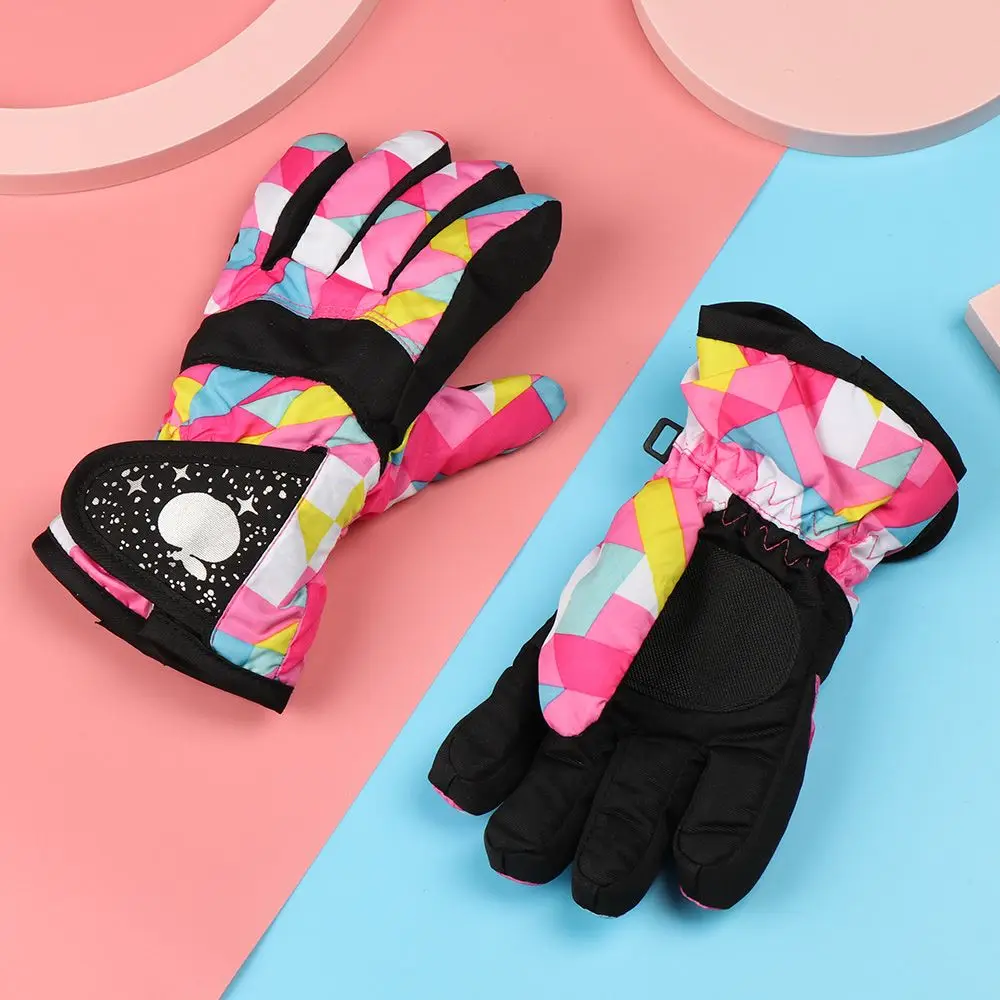 New Children Kids Winter Warm Solid Color Gloves Boy Girls Ski Long-sleeved Mitten Windproof Waterproof Thicken Warm Gloves Baby Accessories cute	