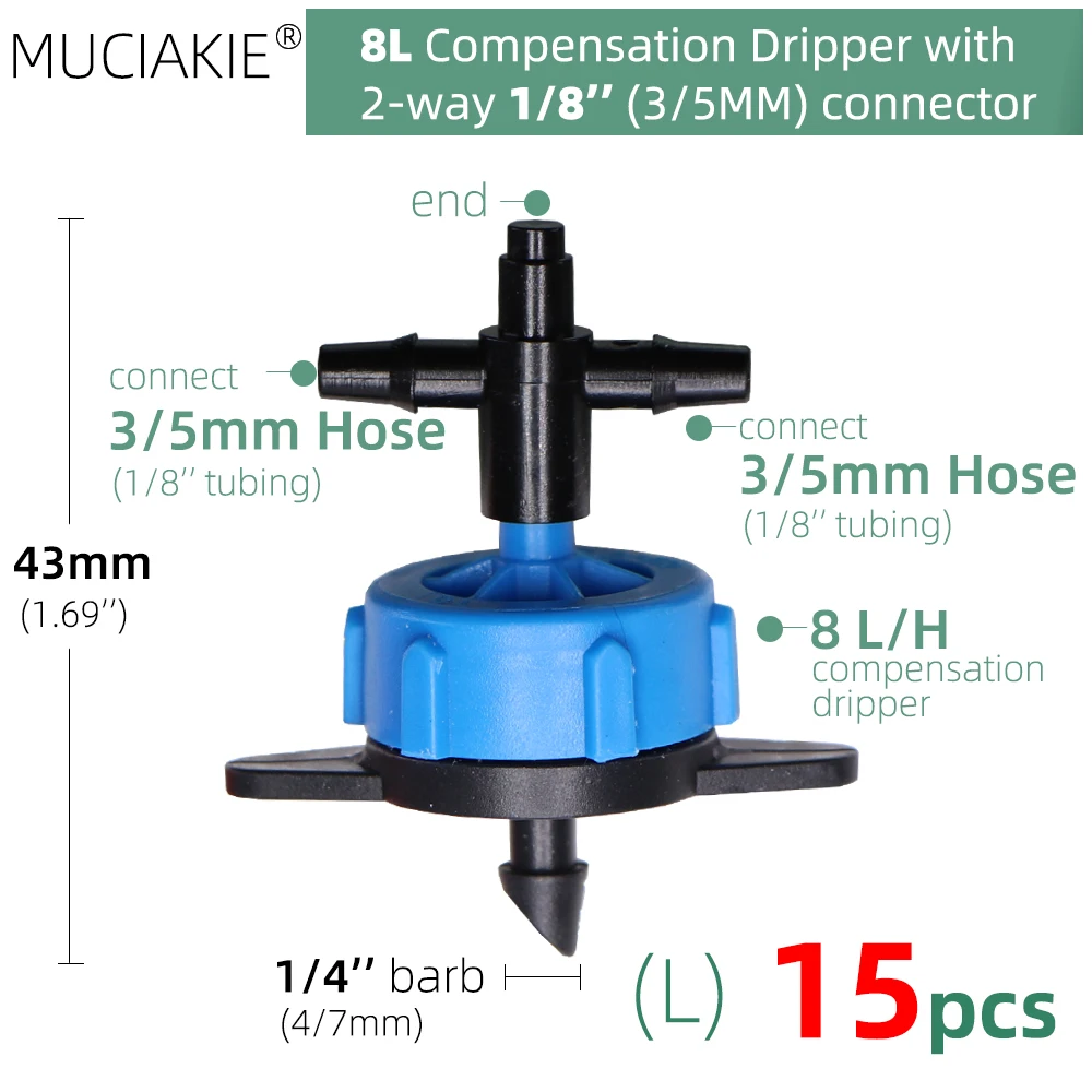 MUCIAKIE 24 Types 3/5MM 1/8'' Micro Drippers Fittings Garden Drip Irrigation Emitters Compensation 2/3/5/6-Way Coupling Adaptor self watering kit Watering & Irrigation Kits