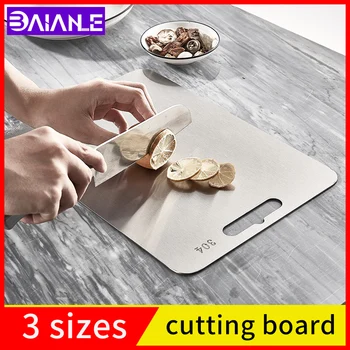 

Kitchen cutting board square antibacterial and mildew proof 304 stainless steel Household double-sided fruit cutting board