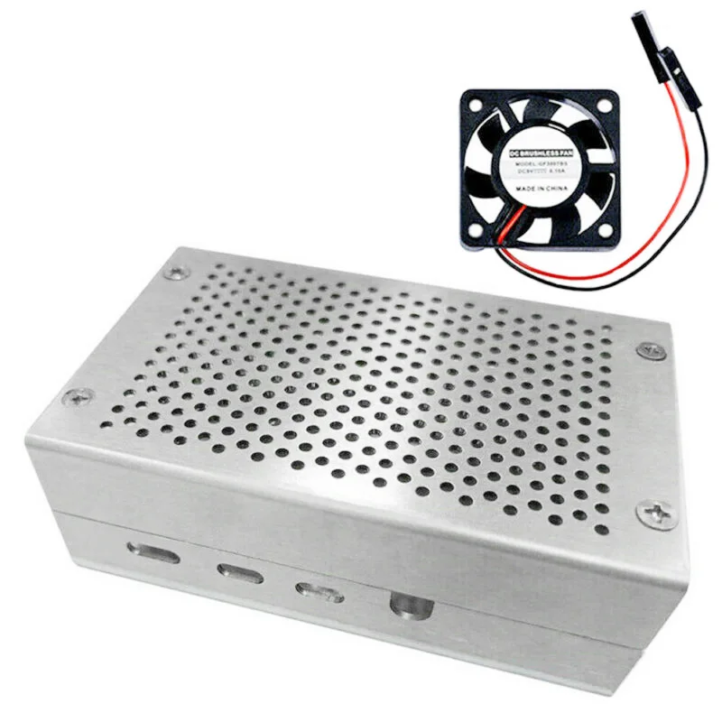 

1pcs Aluminum Alloy Metal Case Shell Box W/ Fan Accessories For Raspberry Pi 4
