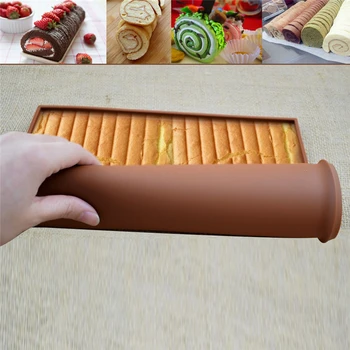

Aomily 31*26 CM DIY Swiss Roll Silicone Baking Cake Pan Fondant Mold Mousse Sugar Craft Icing Mat Pad Pastry Baking Tool