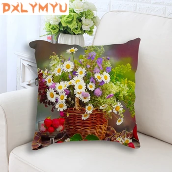 

45*45cm flowers pillowcase cotton linen cushion cover for decorative cushion sofa pillow case Home decor pillow cover