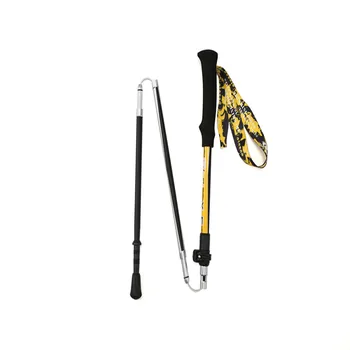 

Lightweight short section outdoor foldable 5 section trekking pole hiking cane climbing mountaineering equipment crutches