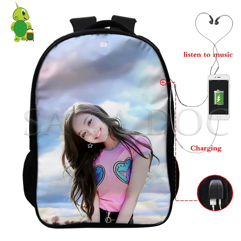 5 Рюкзак Mochila Kpop, черный, розовый, USB зарядка, рюкзак Kill This Love Rose/Lisa, женский, мужской, многофункциональный, школьный рюкзак, дорожные сумки - Цвет: 5