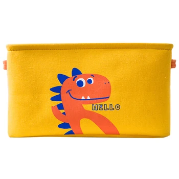 

1Pc Cartoon Pattern Waterproof Sundries Storage Basket Portable Drawstring Toys Square Sorting Box Home Laundry Basket(Yellow)