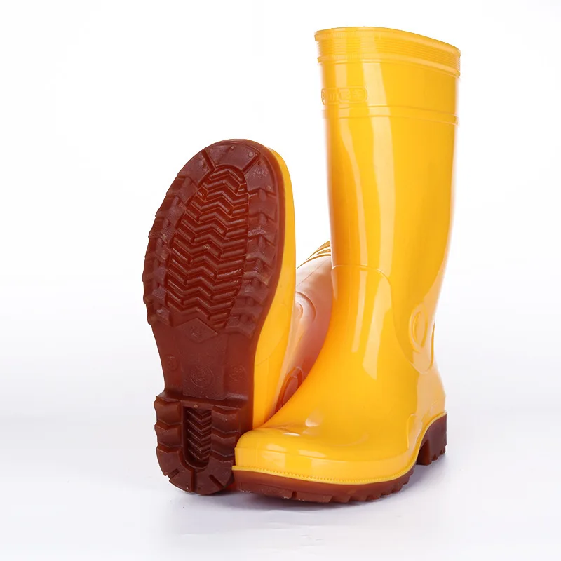 

New Style Rain Boots Smashing Anti Weak Acid-base Rain Boots Wear-Resistant Woking Boots Rubber Boots Yellow/Black Two-color Sel