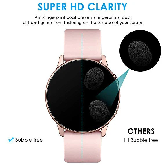 2pcs Ultra-thin Protective Film for Samsung Galaxy Watch Active 1 2 40mm 44m Active2 3D Round Edge Screen Protector Cover Band