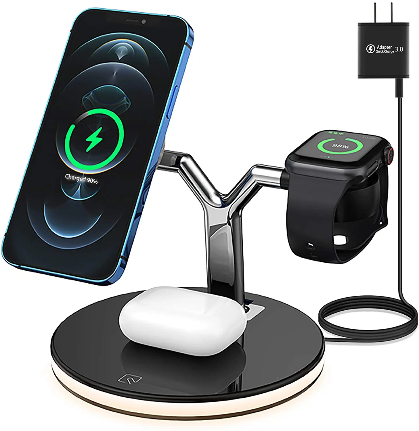 25W 3 in 1 Magnet Qi Fast Wireless Charger For Iphone 12 Mini Pro MAX 25w-3-in-1-magnet-qi-fast-wireless-charger-for-iphone-12-mini-pro-max