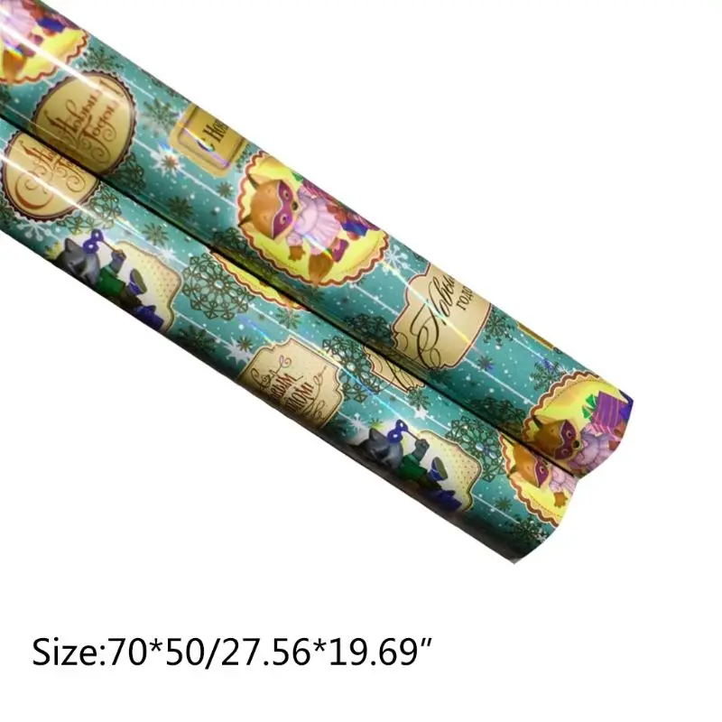 Raccoon 1 Piece Wrapping Paper for Christmas Gift Waterproof Decorative Wrapping Paper Laser Iris Paper Party Wedding Supplies - Цвет: Raccoon