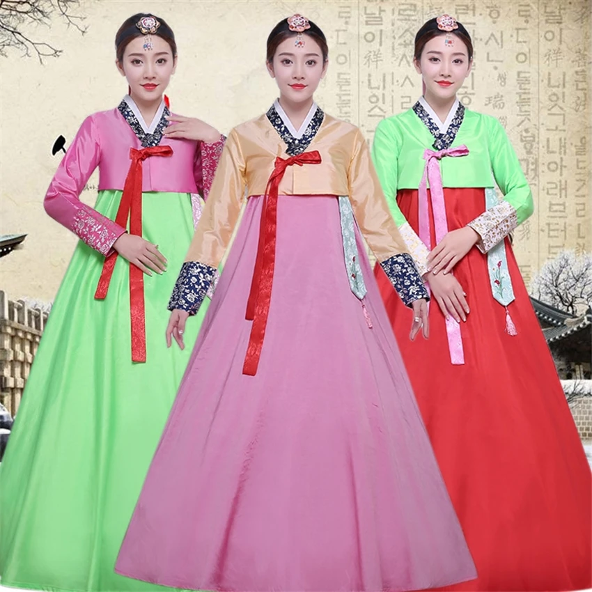 16 видов цветов, женское платье в Корейском стиле, традиционное платье азиатской народности, корейская мода, стильная одежда для взрослых, танцевальная одежда для выступлений