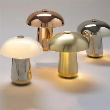 

Post-modern Designer Glass Metal Mushroom Table Lamp for Foyer Bed Room Apartment Desk Light H 50cm 1930