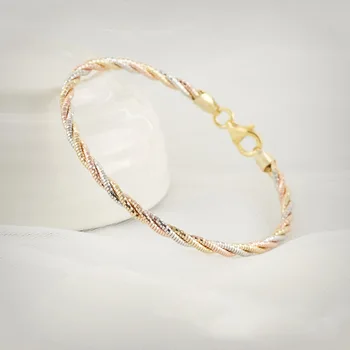 

S925 Sterling Silver Three Color Silver Thread Woven Bracelets Fine Jewelry Women Italian Fashion Versatile Romantic Bracelets