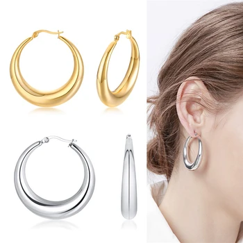 

CHARM WOMEN HOOP EARRINGS STAINLESS STEEL CIRCLE ROUND EARRINGS PARTY JEWELRY