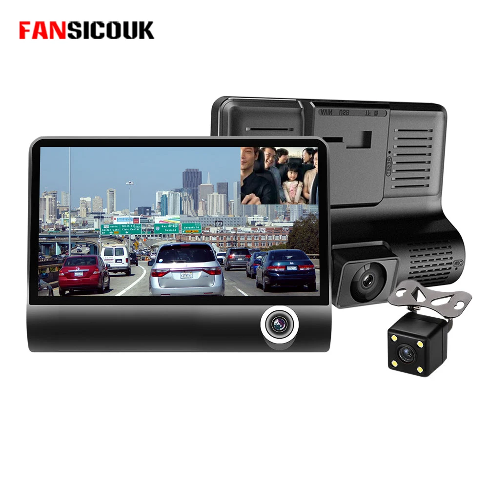 4 &quotHD 1080P Автомобильный видеорегистратор с 3 объективами камера заднего вида