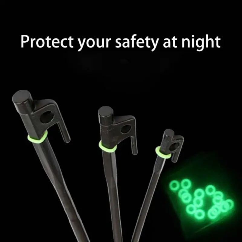 

100pcs/bag O Shape Ring Set Night Luminous Silicone Travel Camping Fishing Rod Tent Nail Stake Peg Tool