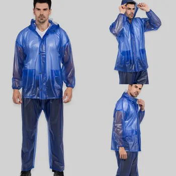 

Plus Size 4XL Protective Clothing Men Split Solid Raincoat Adult ThickSaliva Cover Prevent Splashing дождевик мужской @40