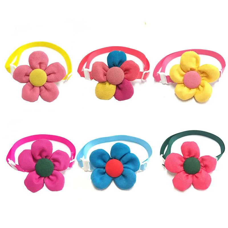 

30/50Pcs Colorful Big Flower Dog Cat Pet BowTie Grooming Accessories Small Dog Pet Bowties Products Supplies Pets Accessories