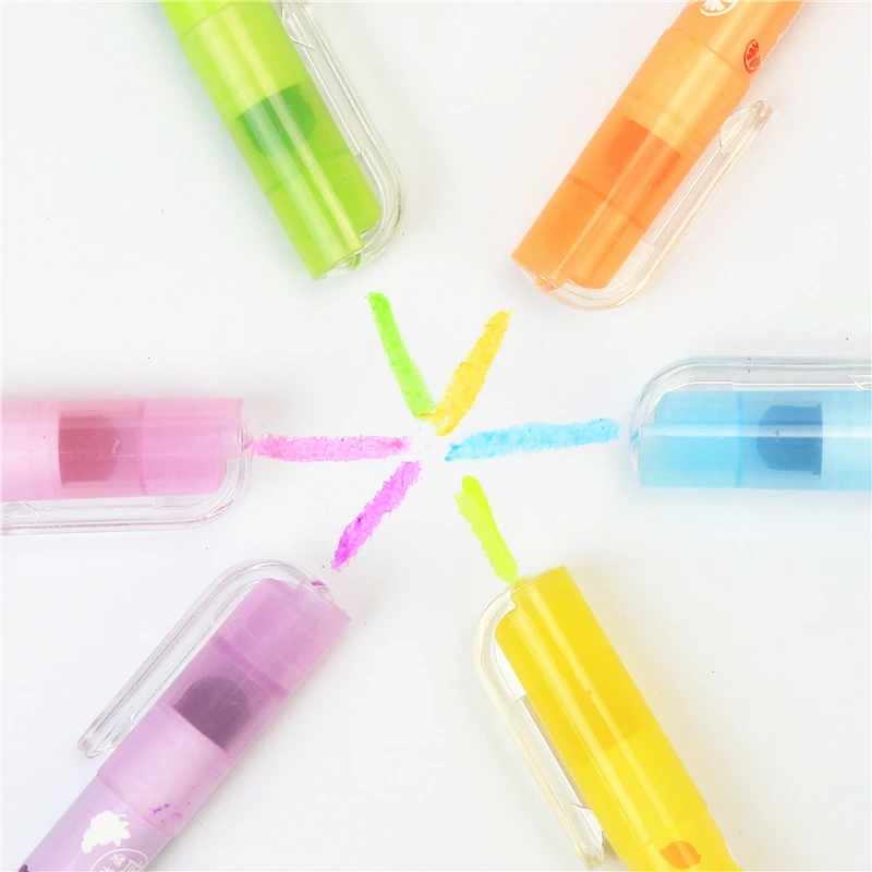 Fruit scented highlighter marker pen solid rotating retractable children's art painting