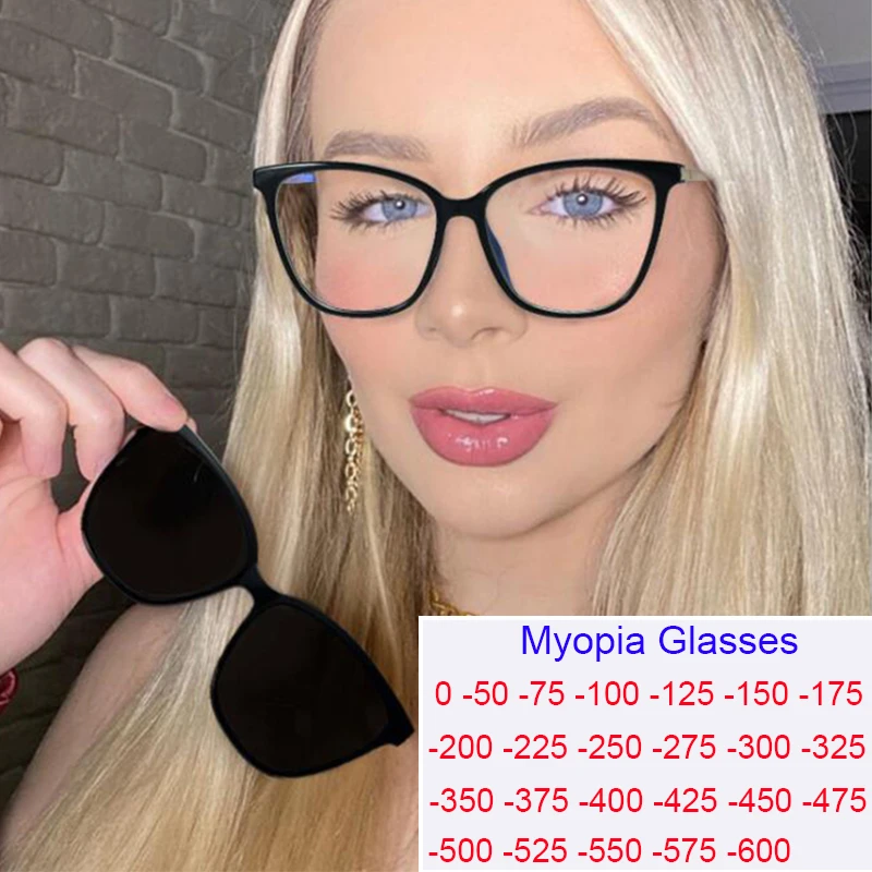 Gafas graduadas para miopía 2 en 1, lentes de sol con Clip magnético óptico, Ojo de Gato terminado, grado 0 ~ 6,0|Gafas de lectura de hombres| - AliExpress