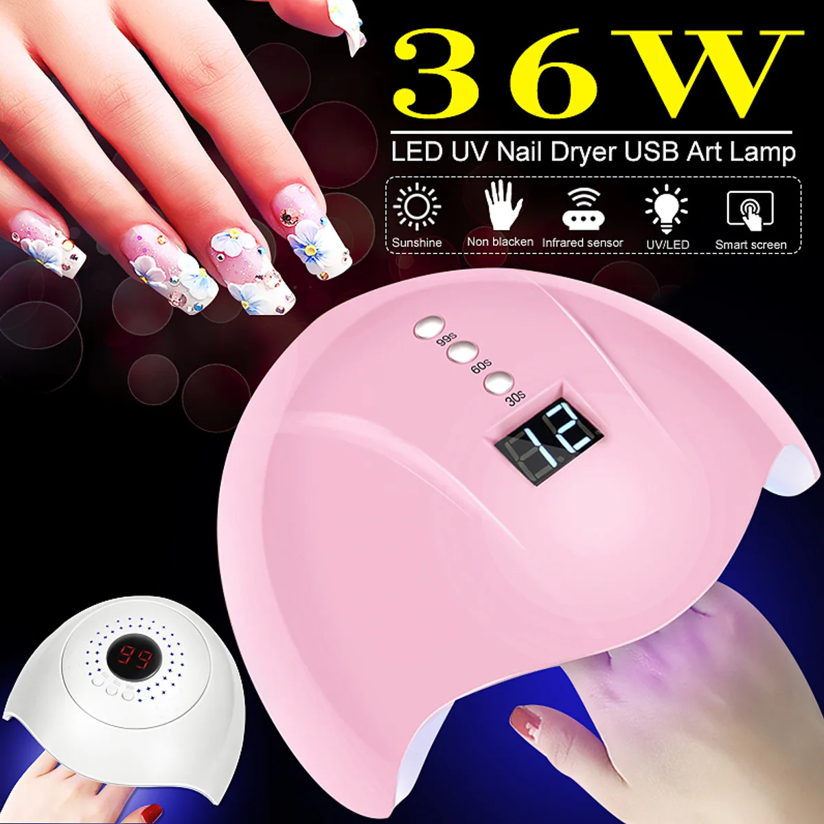 LED Nail Lamp for Manicure Nail Dryer 36W LEDs UV Lamp For UV Gel ...