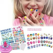 Детские ролевые игрушки для макияжа ногтей, игрушки для девочек, игровой домик, макияж, сделай сам, поддельные наклейки для дизайна ногтей, наклейки, патч, маникюрный набор, игрушка для девочки, подарок