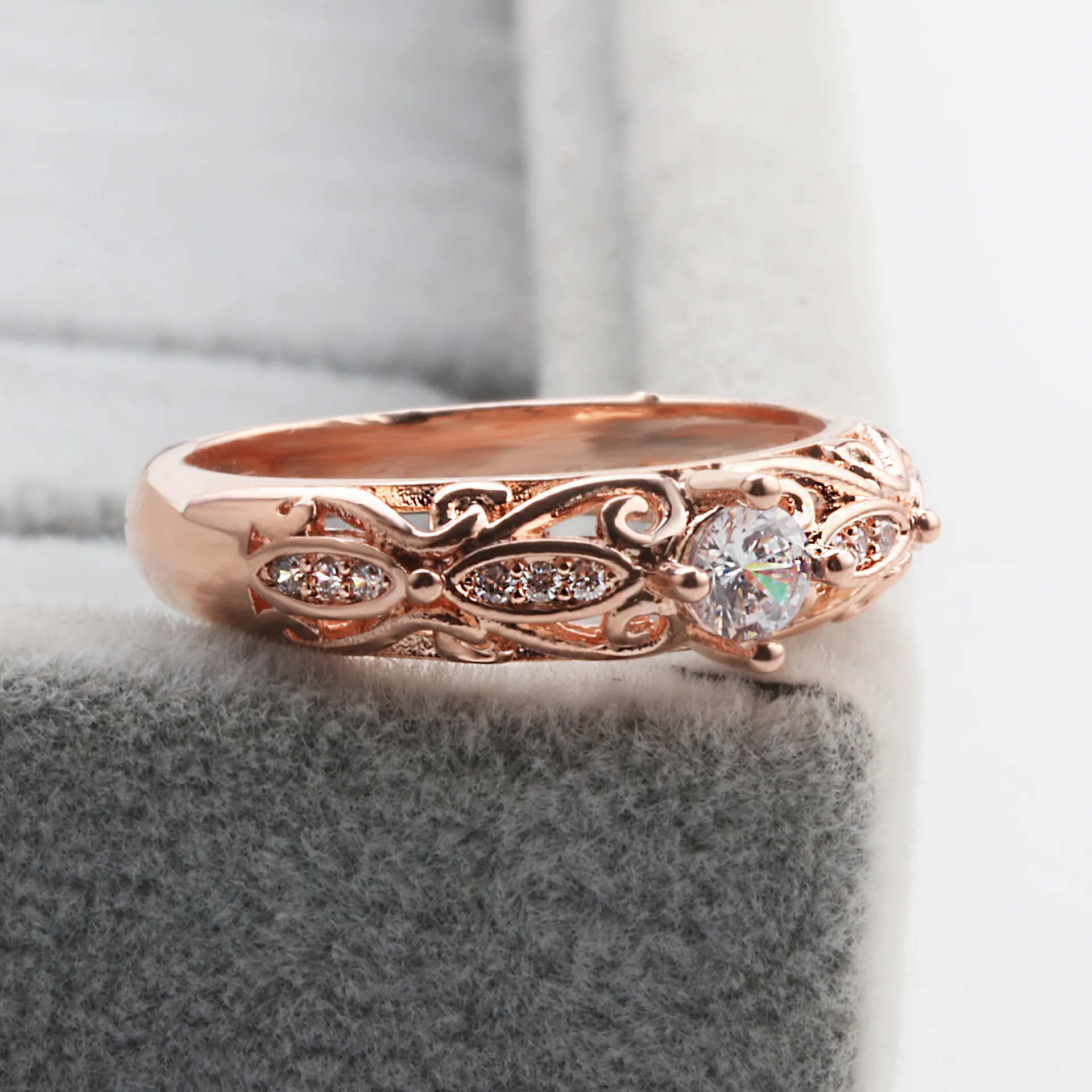 14k Rose Gold VS1 Diamond Ring for Women Anillos De Topaz Bizuteria Gemstone 14K Gold Engagement Diamond Ring Jewelry Cirle Box