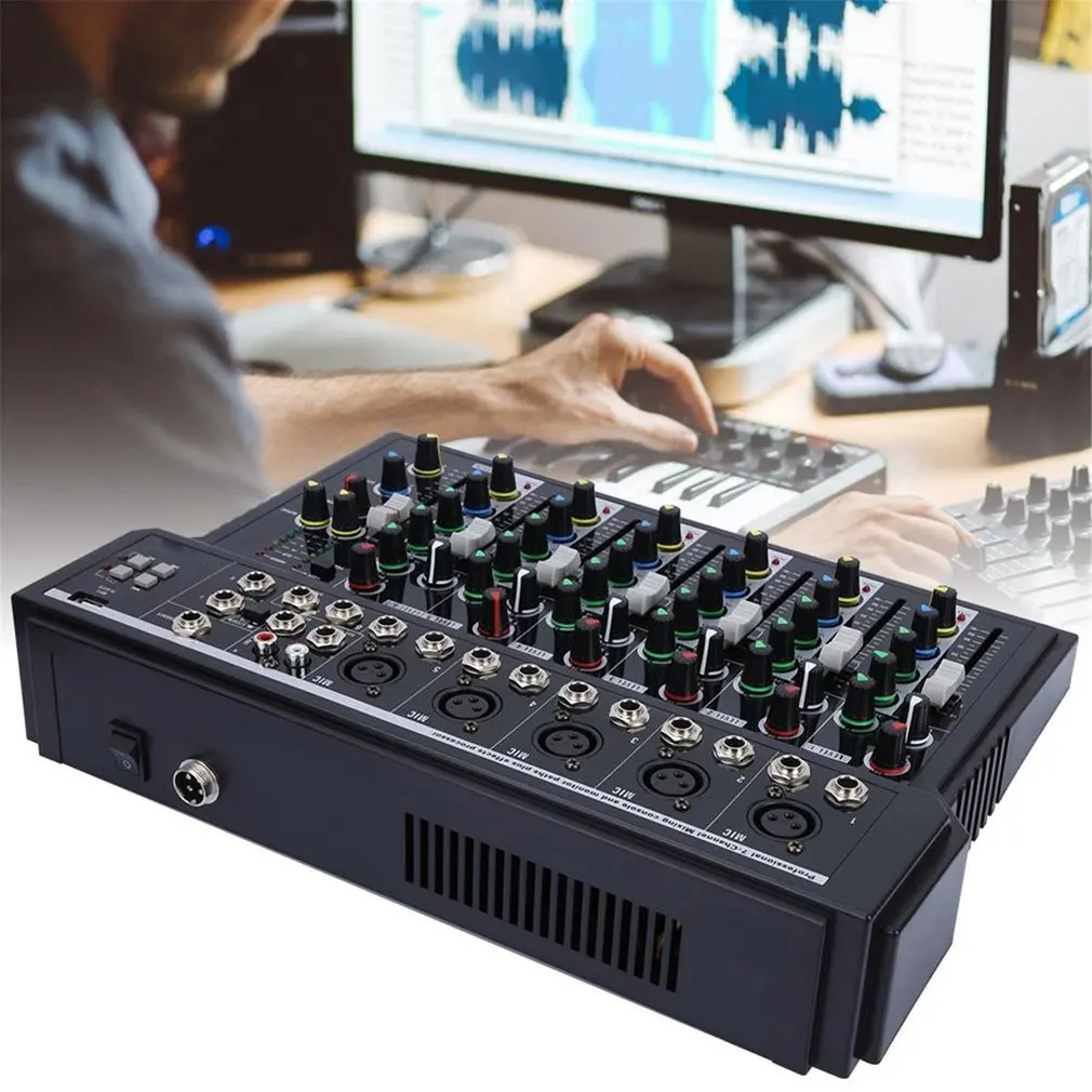Профессиональный KY-4S DJ микшер 7 каналов BT звук микшерный пульт для караоке KTV с USB MP3 Jack Live аудио микшер