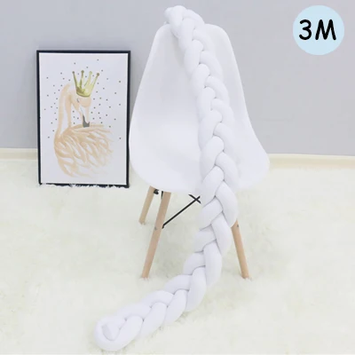 3M White 1 м/2 м/3M коса узел кровать бампер в кроватке Детские Рождественские кроватки украшения завязанный забор длинная детская кроватка для детской комнаты декор - Цвет: 3M White