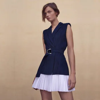 

European Grand Prix 2018 nian Fashion Star Show New Women's Temperament Sleeveless Long Pleated Sleeveless Dress