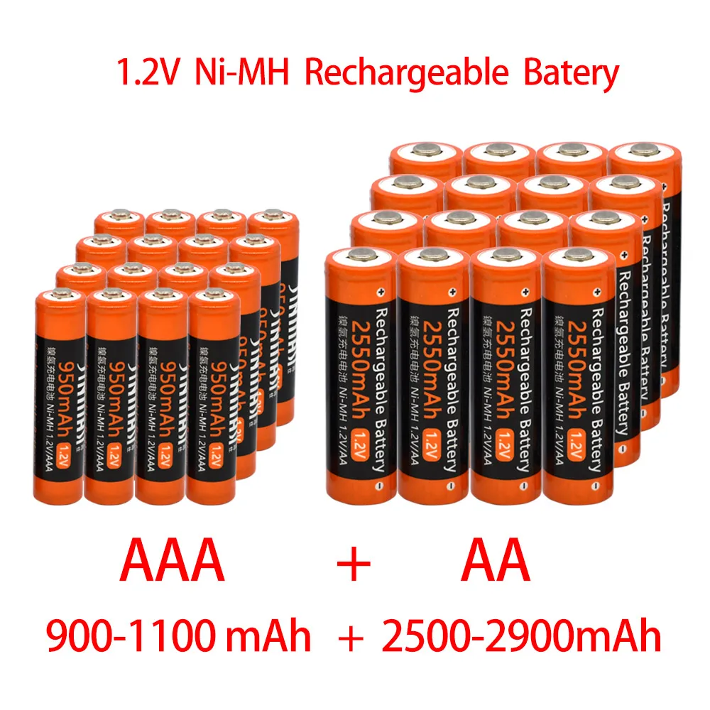 

1.2V AA and AAA rechargeable battery NI-MN AA 2A 2500 - 2900mAh and AAA 3A 900 - 1100mAh 100% original accumulator batteries