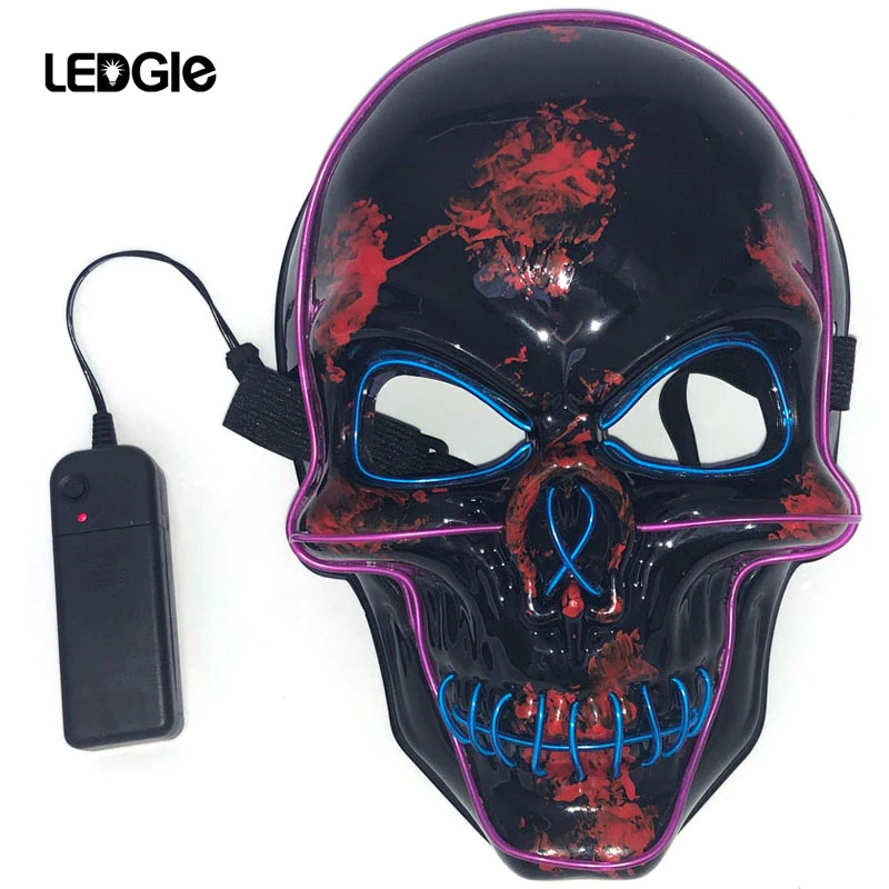 

LEDGLE Halloween Mask LED Maske Light Up Party Masks Face Neon Maska Cosplay Mascara Horror Mascarillas Glow In Dark Masque V