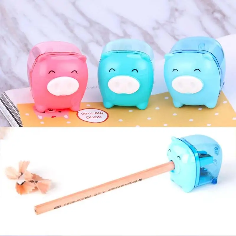 

1pc Cartoon Cute Roll Pig Pen Sharpener Pencil Sharpener Hand Roller Color Random Stationery Items Manual Pencil Sharpener