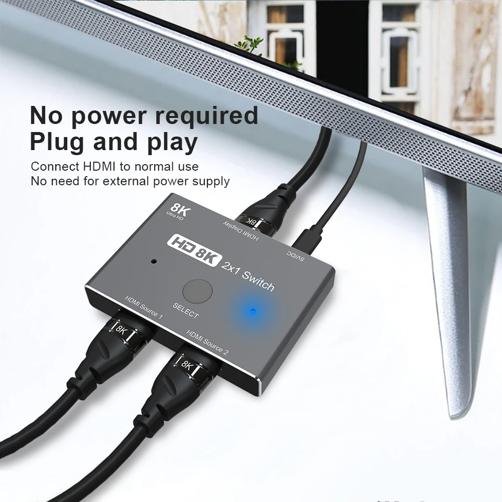 Conversor Direcional 120 do Divisor 8k @ 60hz 4k @ 2.1 hz para Xbox Ps5 Hdmi-compatível Ultra hd 8k 8k Interruptor de Alta Velocidade 48gbps em para Fora Comutadores KVM - Imagem 4