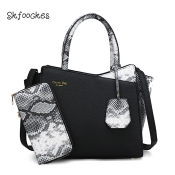 

skfoockes snakeskin women's handbag, shoulder and crossbody bag, send wallet