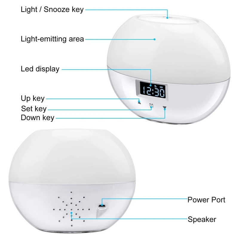 Sunrise Alarm Clock, Upgrade Smart Wake Up Light with 9 Colors for Kids, Sunrise Simulation and Sleeping Mode Night Light for Be