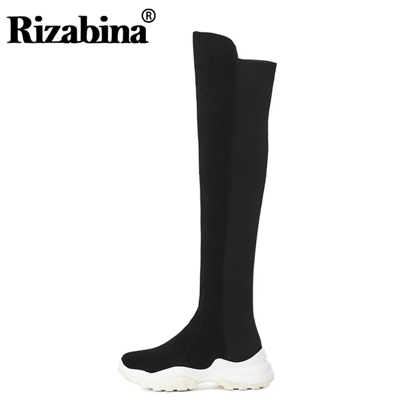 RizaBina Slim Over The Knee Boots For Women Real Leather Thigh High
Boots Thick Bottom Comfortable Women Footwear Size 34-40