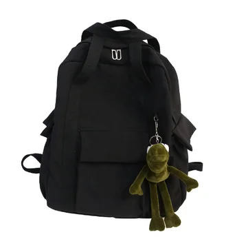 

2020 new fashion trend shoulder bag female simple wild solid color nylon waterproof backpack high school student schoolbag