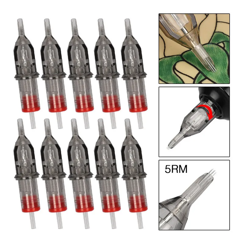 

10PCs Disposable Tattoo Cartridge Makeup Tattoo Needles 5RM/7RM/9RM/11RM for Microblading Tattoo Machine