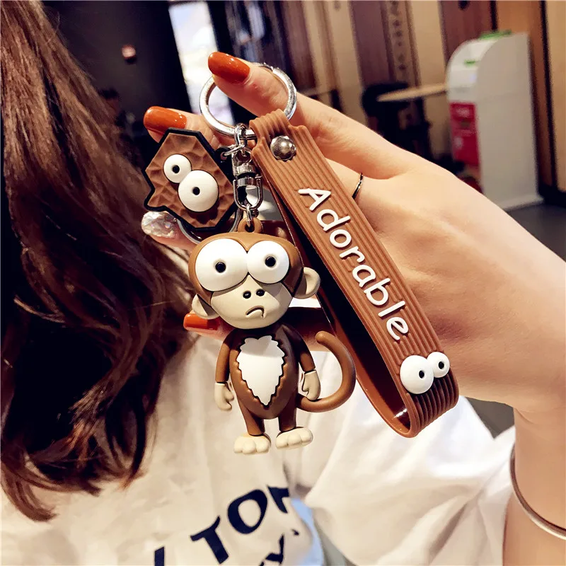 Epoxy Playful Monkey Keychain Elephant Cute Trinket Women Men Couple Pendant Bag Car Key Ring Jewelry Lanyard Accessory Gift Toy 5