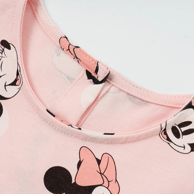 Nouvelles filles été princesse robe à manches courtes robe douce Disney  Minnie Mickey Mouse imprimer Vestidos vêtements bébé enfants vêtements 