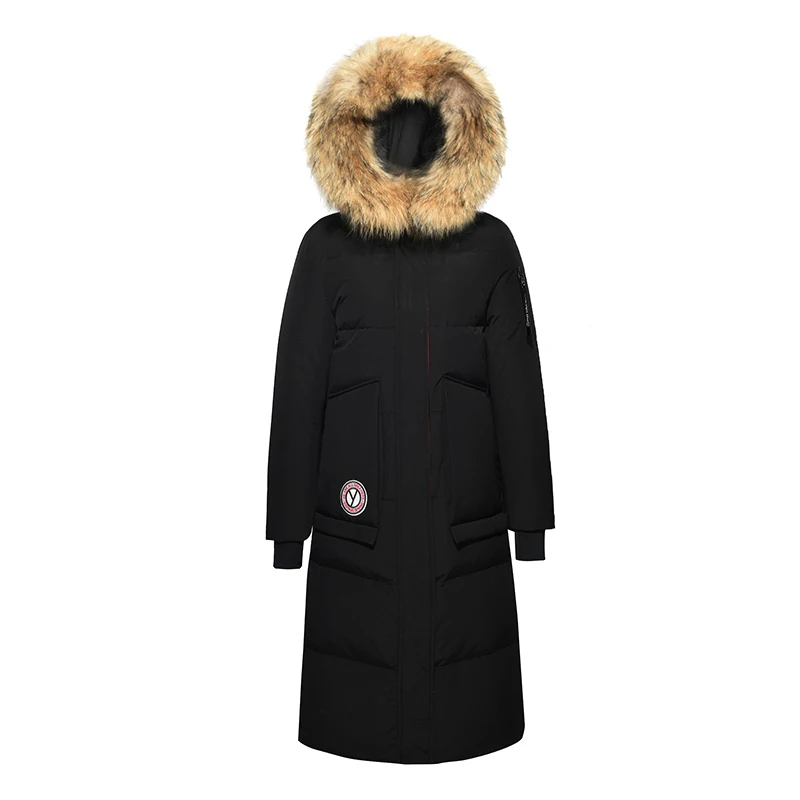 Новое зимнее пальто Женская 90% куртка на гусином пуху женская теплая парка с воротником из меха енота пуховик Женская YT613F450 YY1645 - Цвет: Black