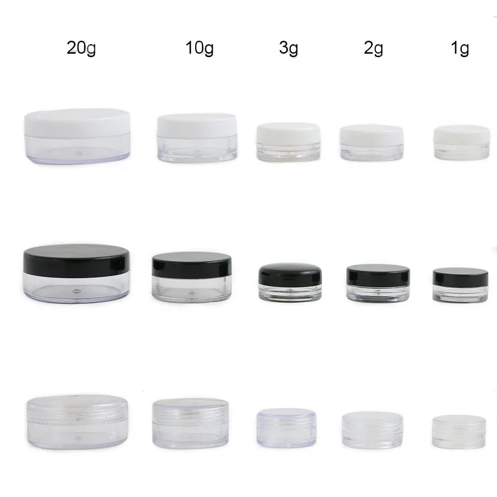 Круглый прозрачный пластиковый контейнер для косметических кремов 1000 x пустой 1 г