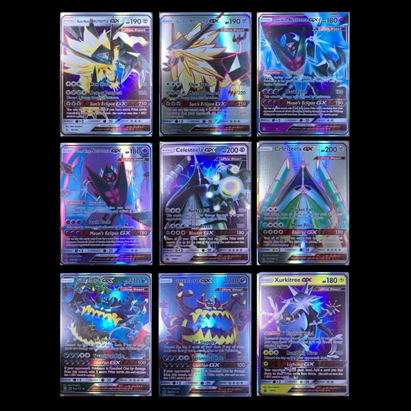 20pcs GX Animals non repeat Shining Cards Game Battle Carte Trading Children Pokemon card Toy