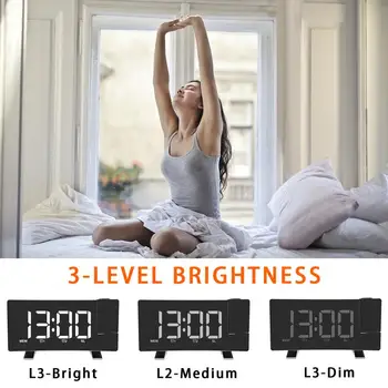 

FM76-108 Band Radio Clock Digital 8 Inch LED Projector Projection Snooze Alarm Clock Radio Timer Backlight 3W Speakers