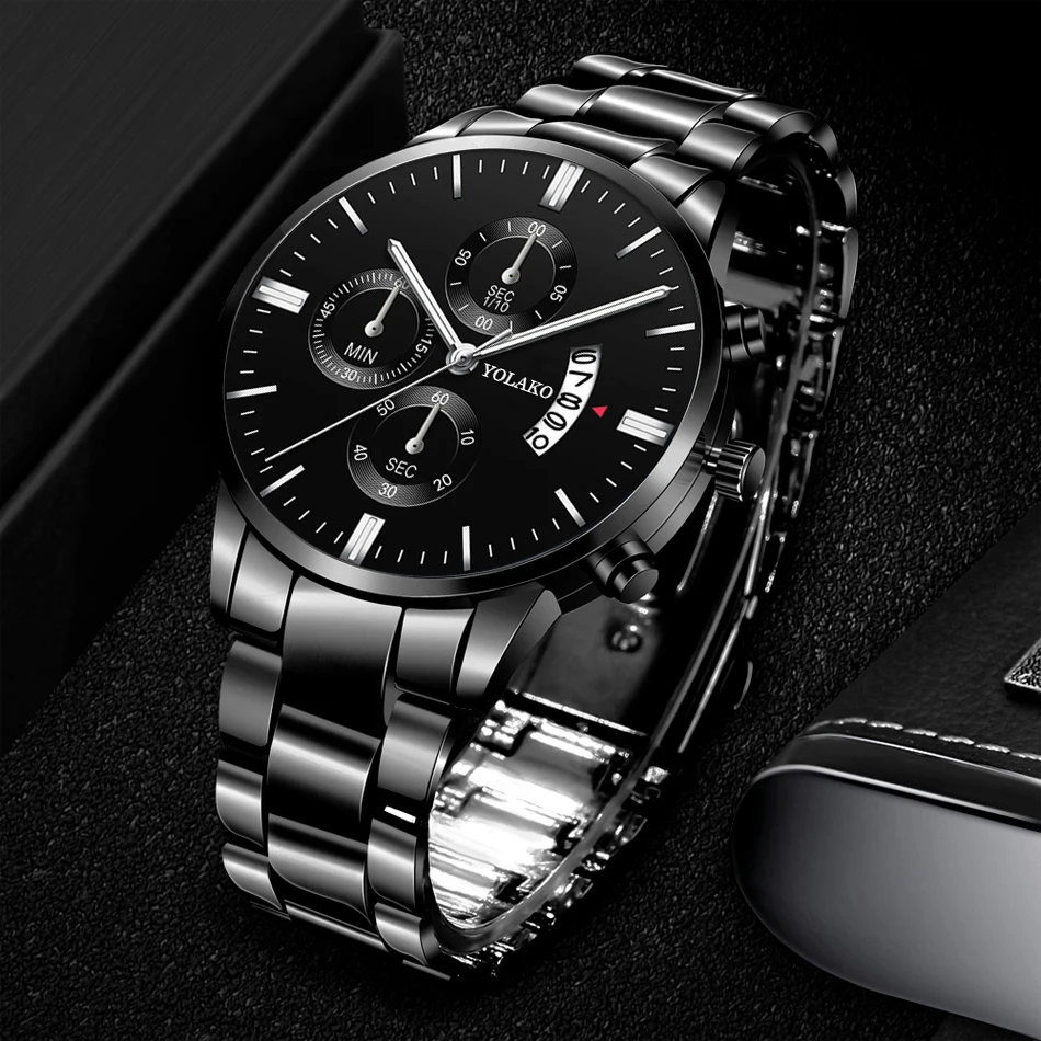 Mens Luxury Sports Watches Fashion Men Business Stainless Steel Quartz Wristwatch Man Calendar Casual Gold Bracelet часы мужские