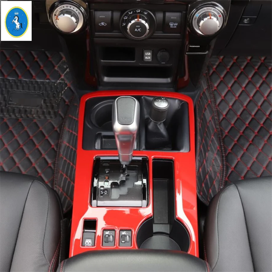 Yimaautotrims авто аксессуары центральной Управление панельная Накладка для коробки передач отделка Подходит для Toyota 4runner 2010- красный ABS углеродного волокна