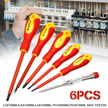 Практические 6 шт./компл. ВДА электрики отвертка с электрической изоляцией набор ручного инструмента Одежда высшего качества