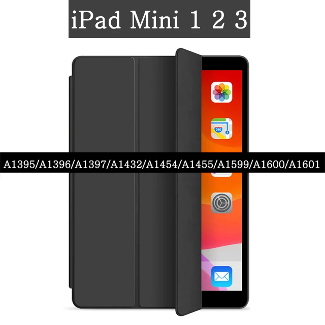 Магнитный чехол для Apple Ipad Mini 1 2 3 4 5 7,9 дюймов A1489 A1490 A1491 A1432 из искусственной кожи чехол для планшета с функцией автоматического пробуждения и сна - Цвет: Jet Black